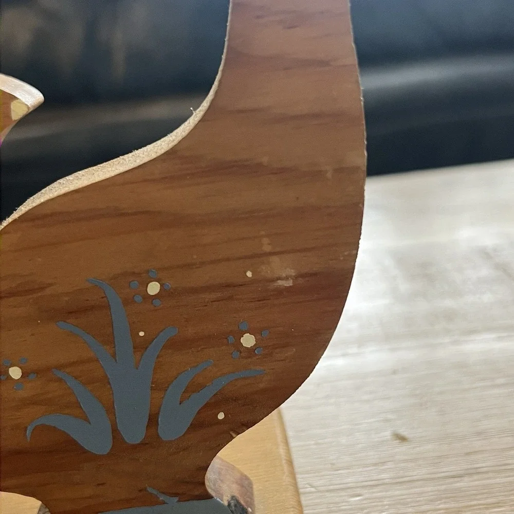 Vintage Wooden Duck Family Figurine Hand Painted Folk Art Decor Country Cottage‎